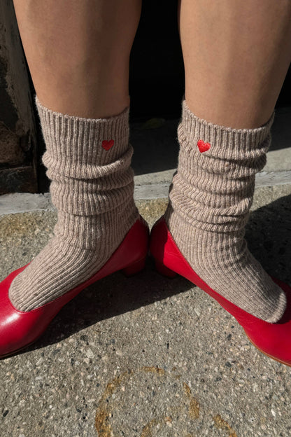 Embroidered Snow Socks - Tan