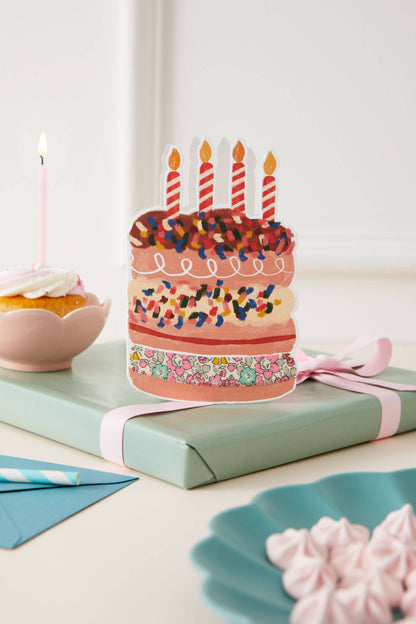 Cake Die Cut Card - Betsy Ann Liberty Fabric 
