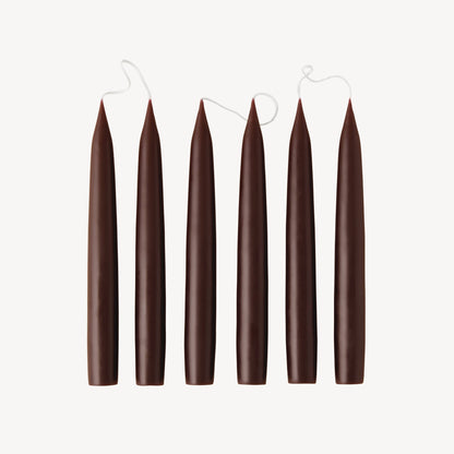 Box of 6 Candles - Taper 20 - Espresso Brown