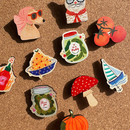 Woodland Mushroom Wooden Pin