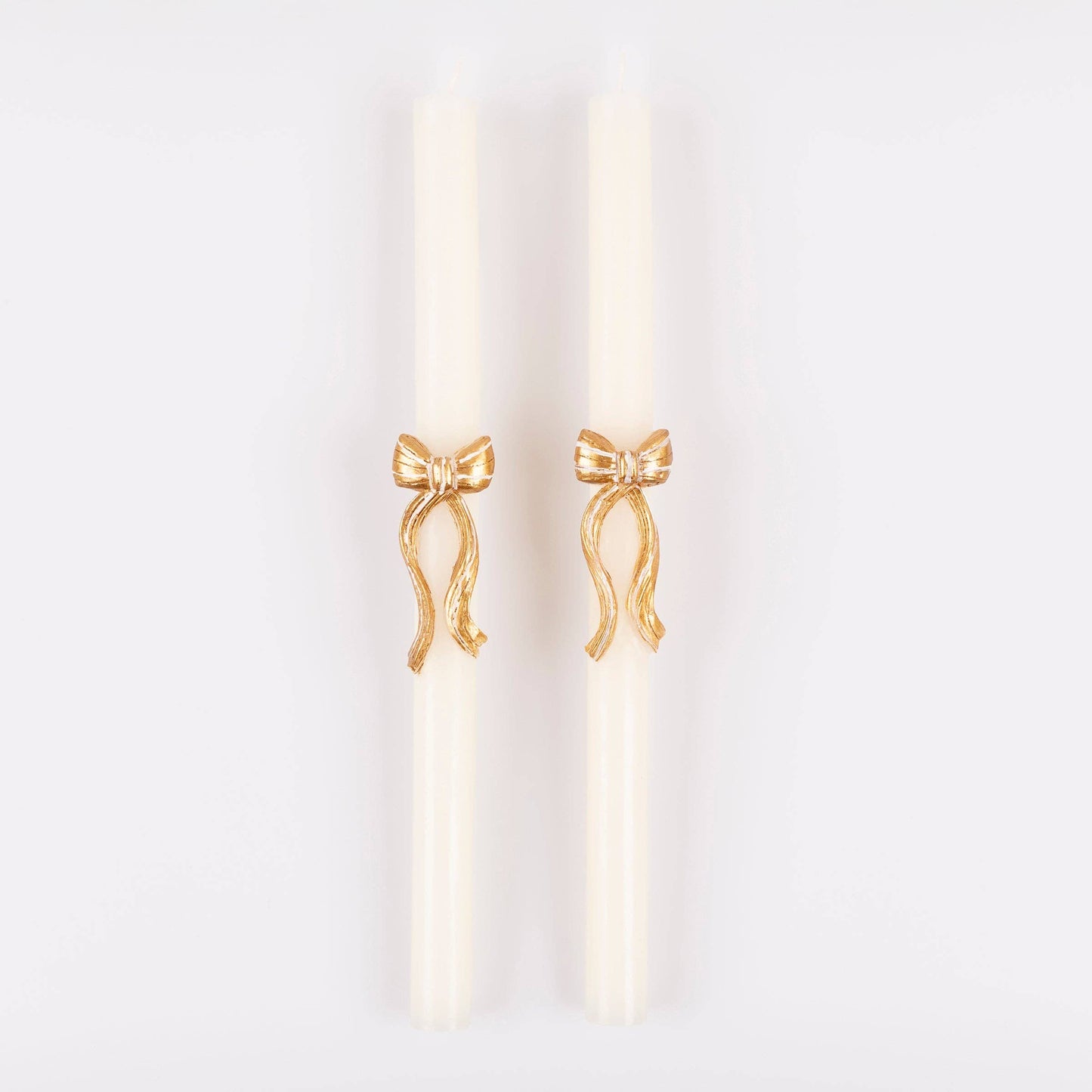 Gold Stripy Bow Table Candles