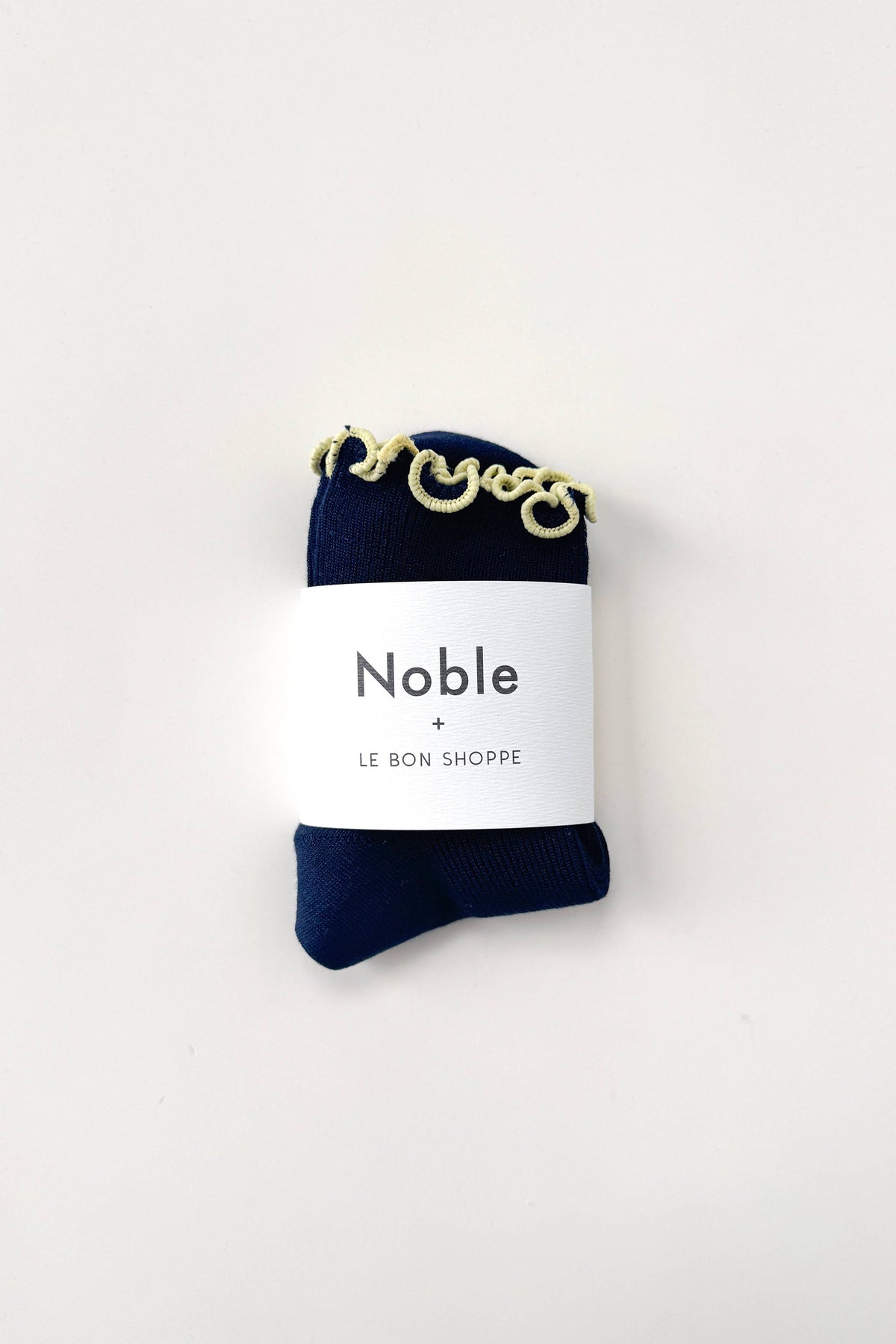 The Petite Ruffled Modal Socks - Navy / Butter
