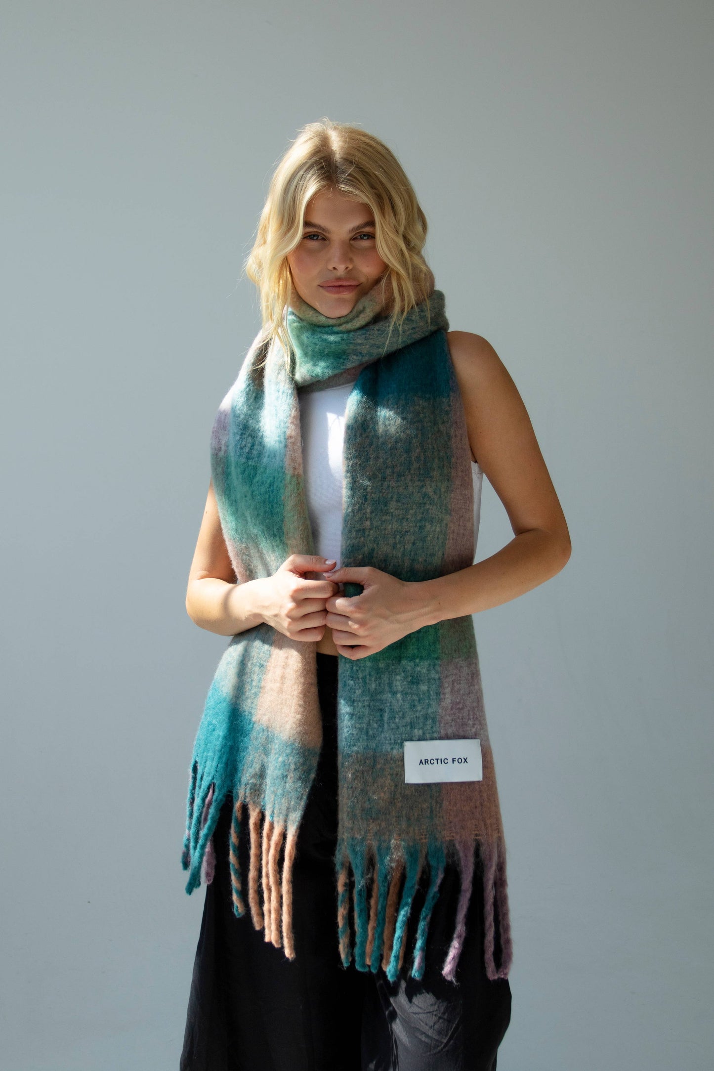 The Reykjavik Scarf - 100% Recycled - Purple Check - AW25