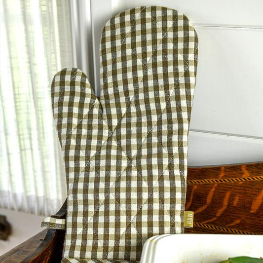 Gingham Oven Glove - Earth Brown