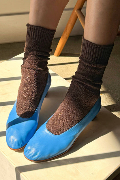 Modal Eyelet Socks - Brown