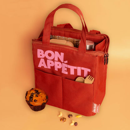 Helio Ferretti Bon Appetit Lunch Bag Burgundy Red Lunch Bag