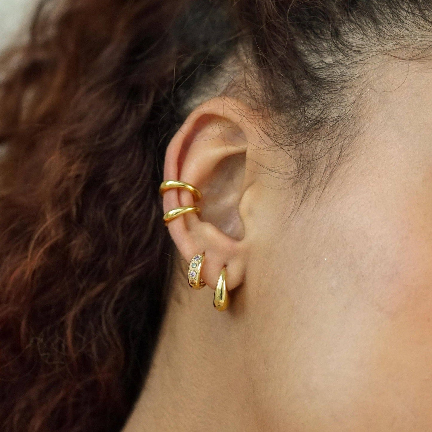 Pastel Stone Petite Hoop Earrings: Gold
