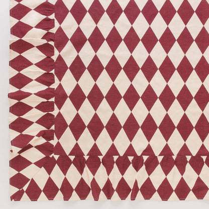 Harlequin frill tablecloth, claret/cream