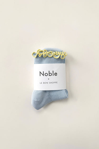 The Petite Ruffled Modal Socks - Baby Blue