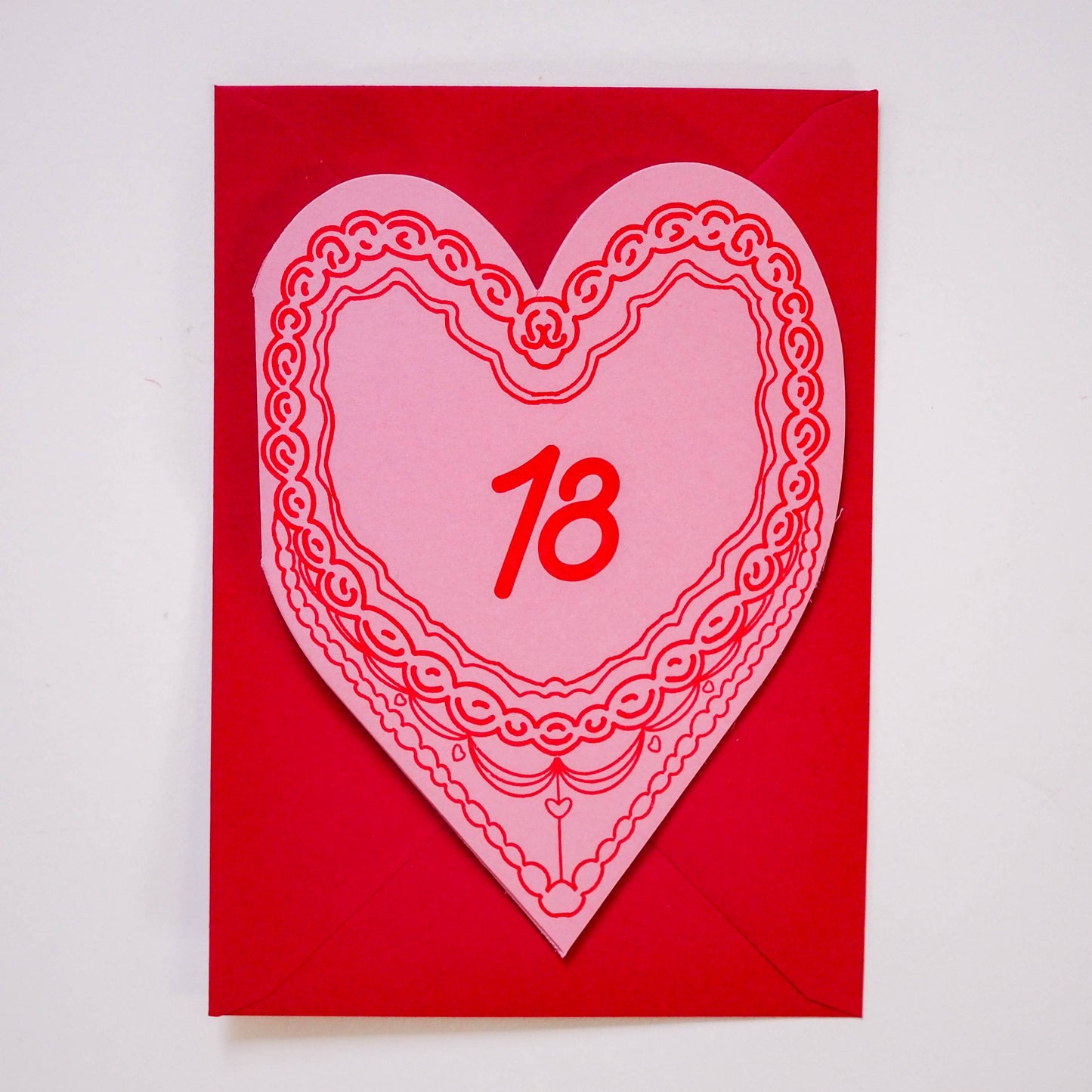 18th Birthday cake heart card