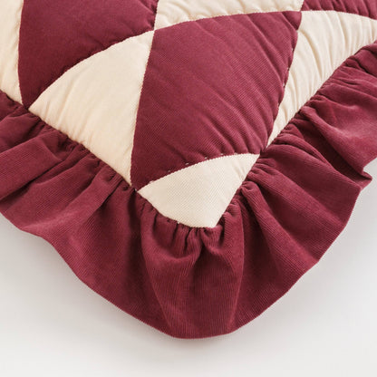 Harlequin cord cushion, claret/cream