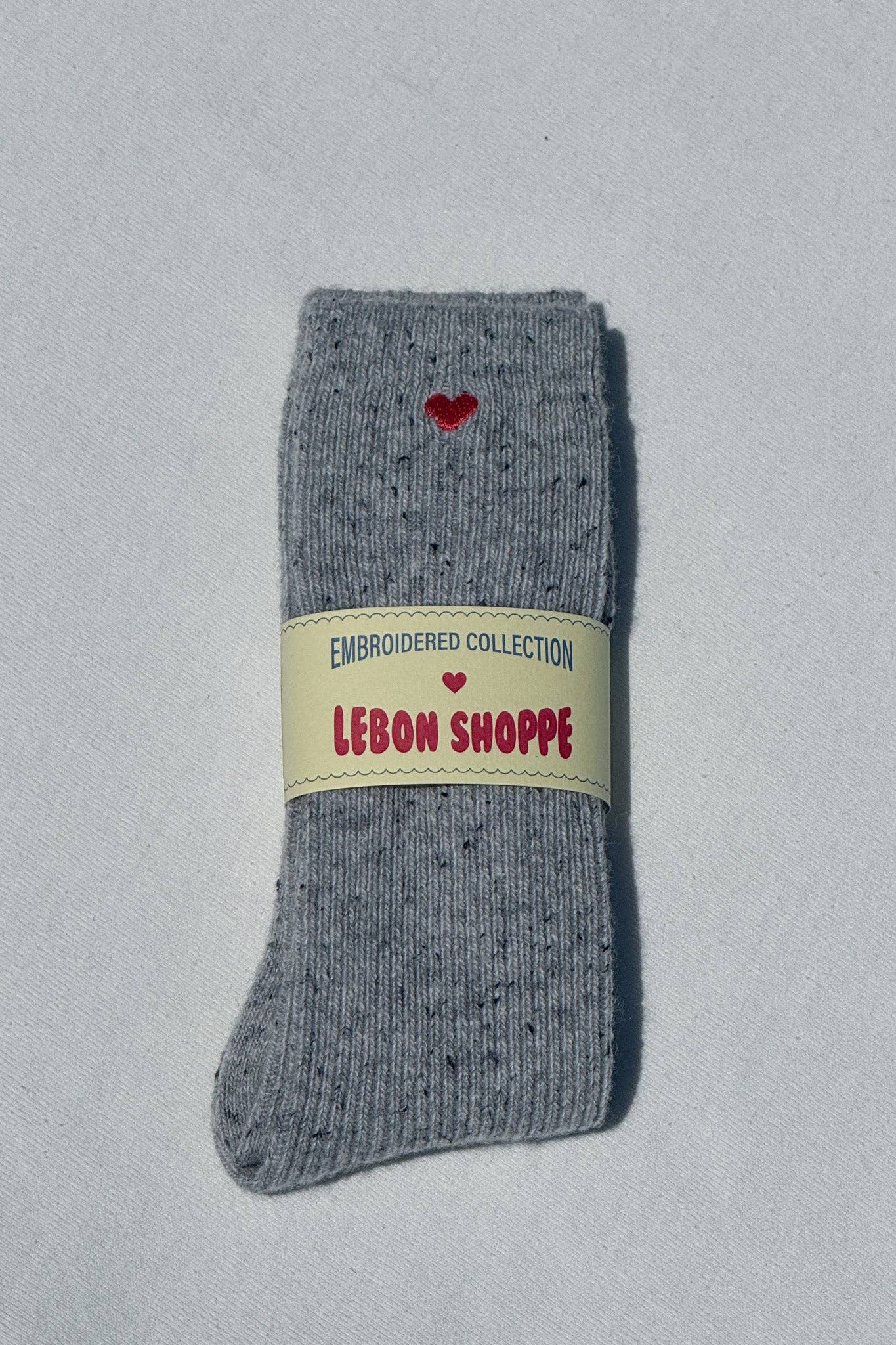 Embroidered Snow Socks - Cookies & Cream Embroidered Heart