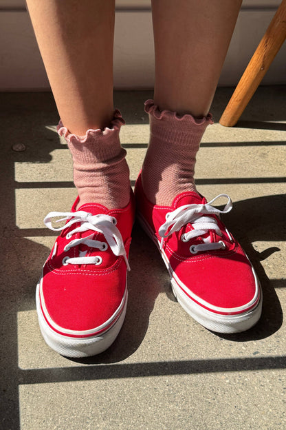 Ruffled Hugger Crew Socks - Vintage Pink