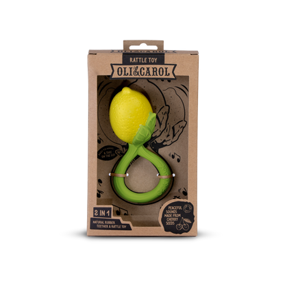 Lemon Rattle Toy - Natural Rubber Baby Rattle Oli&Carol