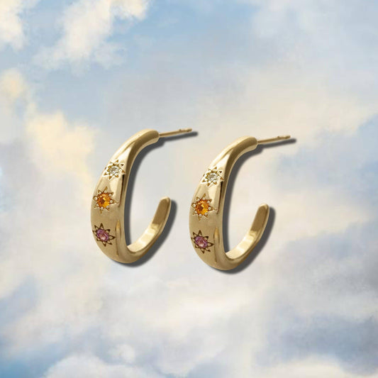 Kaleidoscope Disco Hoop Earrings: Gold