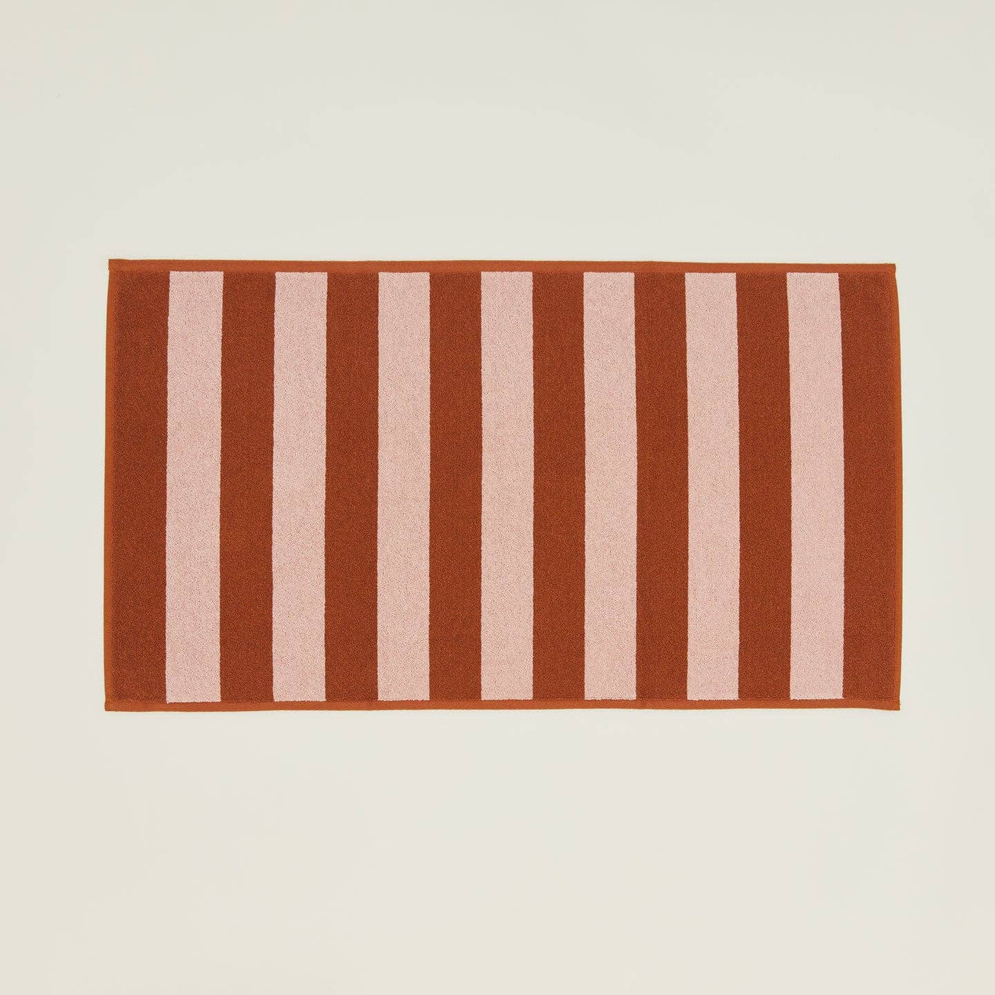 Striped Terry Bath Mat - Blush /Terracotta