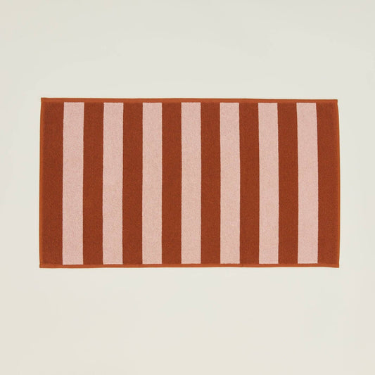Striped Terry Bath Mat - Blush /Terracotta
