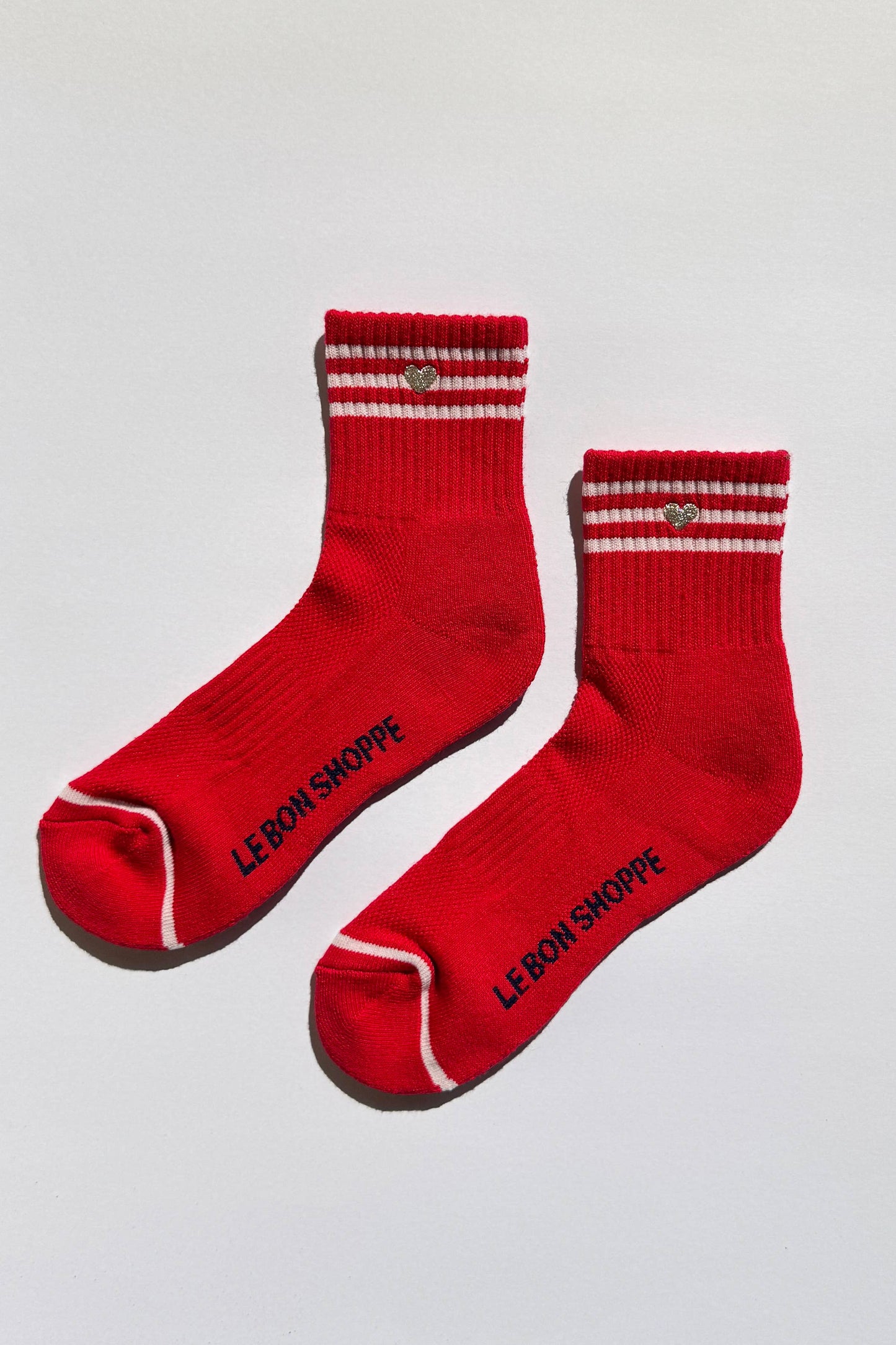 Embroidered Girlfriend Socks -Scarlet + Heart