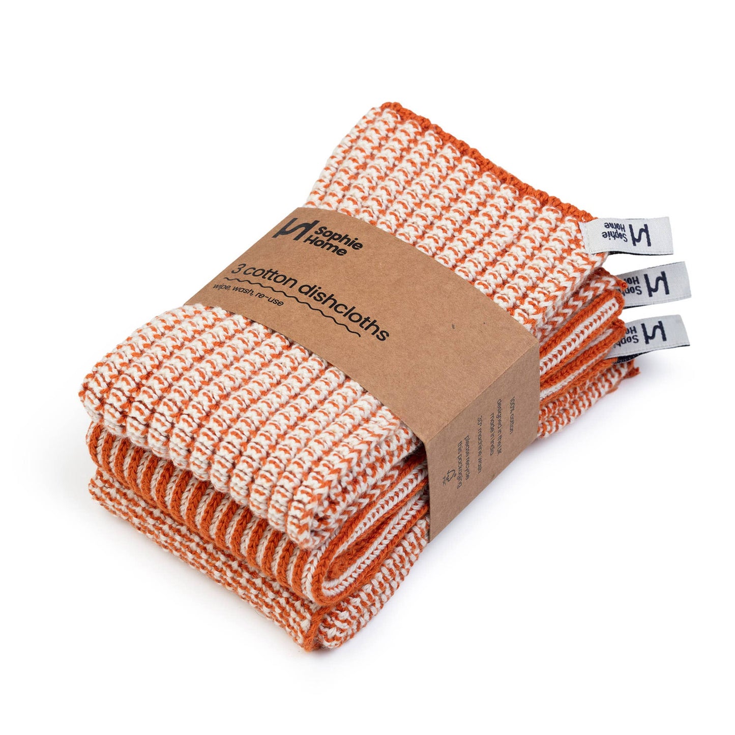 Reusable & Eco-Friendly Cotton Dishcloths: Textured Orange