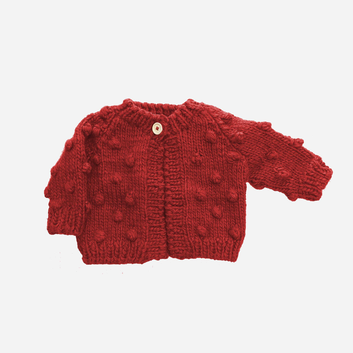 Popcorn Cardigan Red Baby Kid Sweater Fall Winter Love Gift : M; 2-4yrs