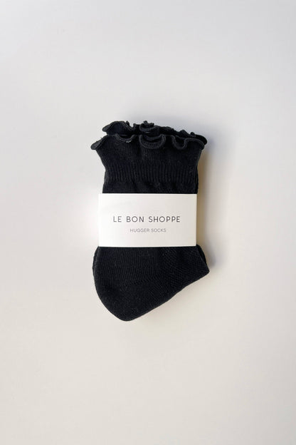 Ruffled Hugger Crew Socks - Black