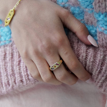 Kaleidoscope Gemstone Ring: Gold / Medium