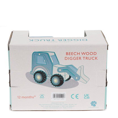 Wooden Push Along Vehicle Toy - Digger Truck