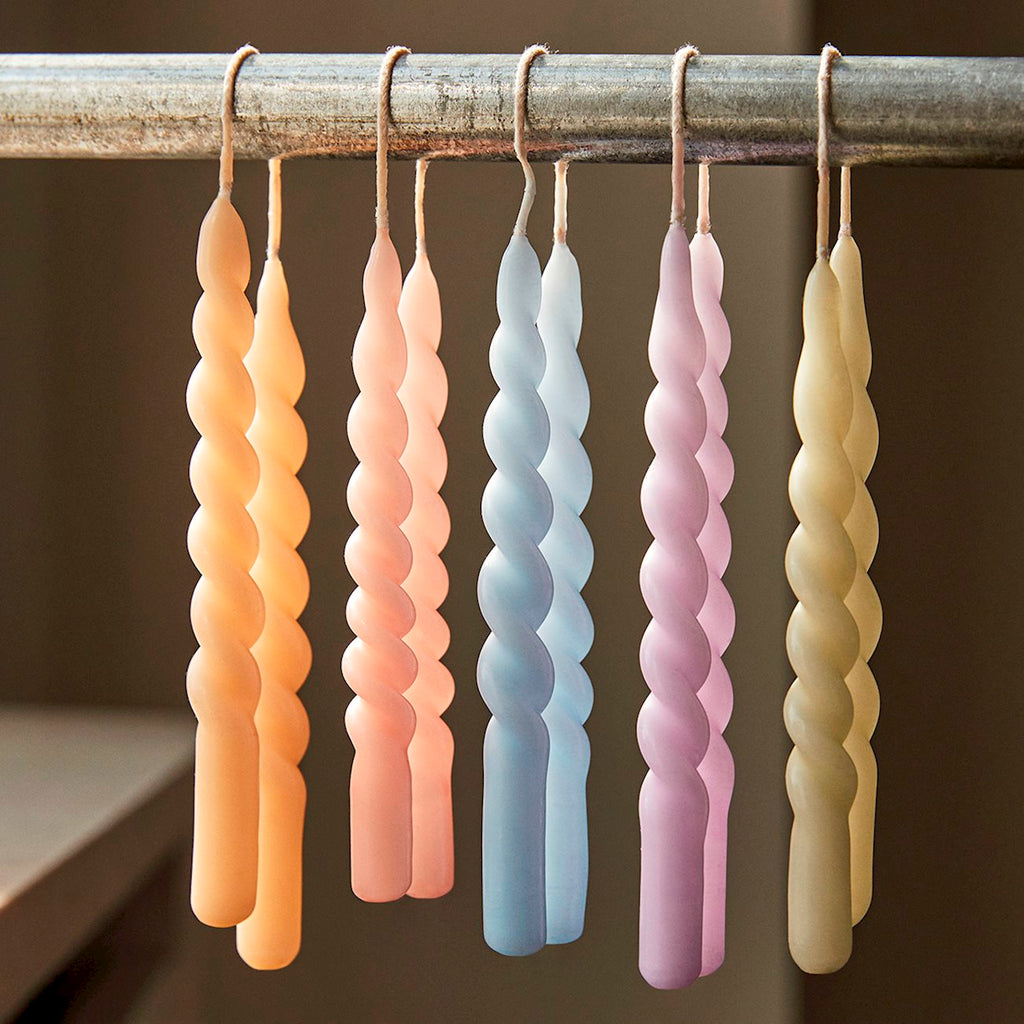 HAY Mini Swirl Candles Set Of 10 - Light Rose