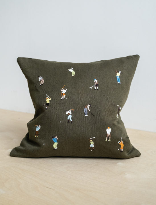 Golfer Embroidered Cushion