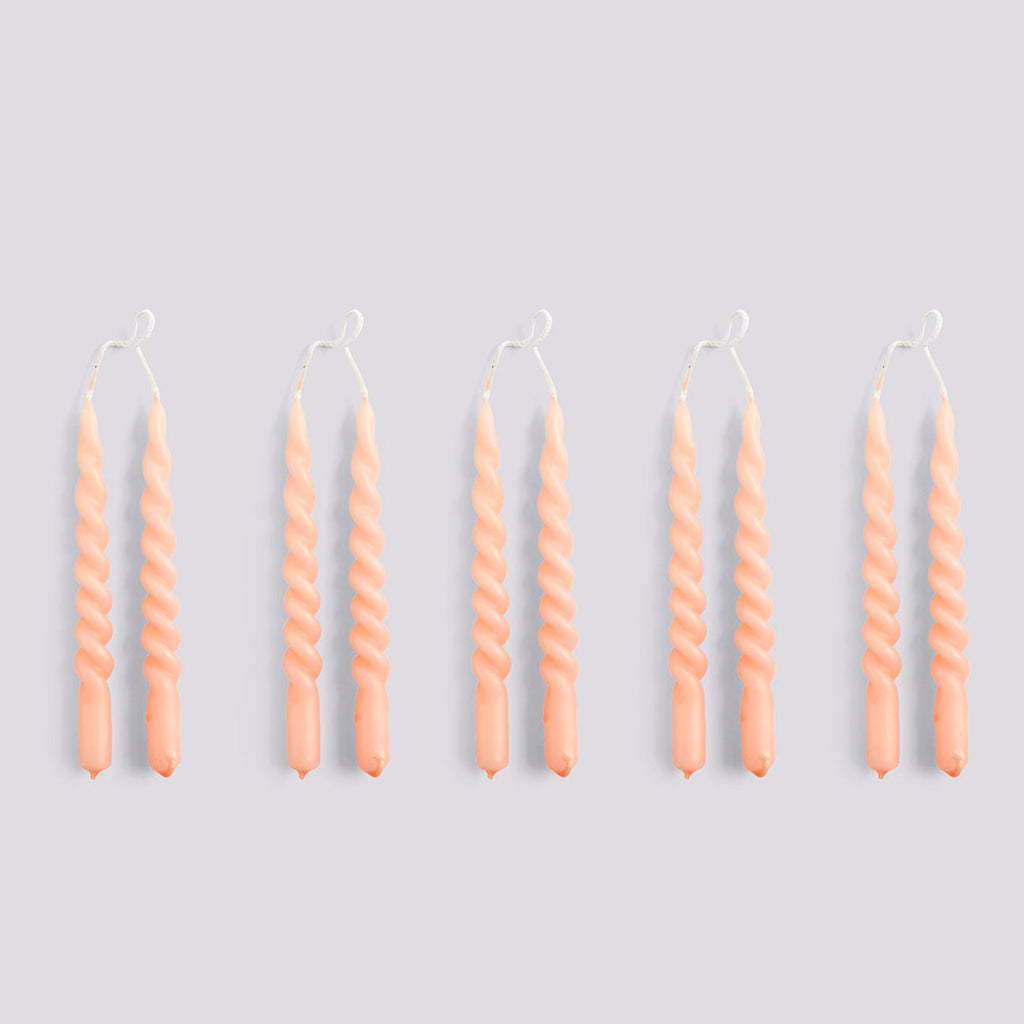HAY Mini Swirl Candles Set Of 10 - Light Rose