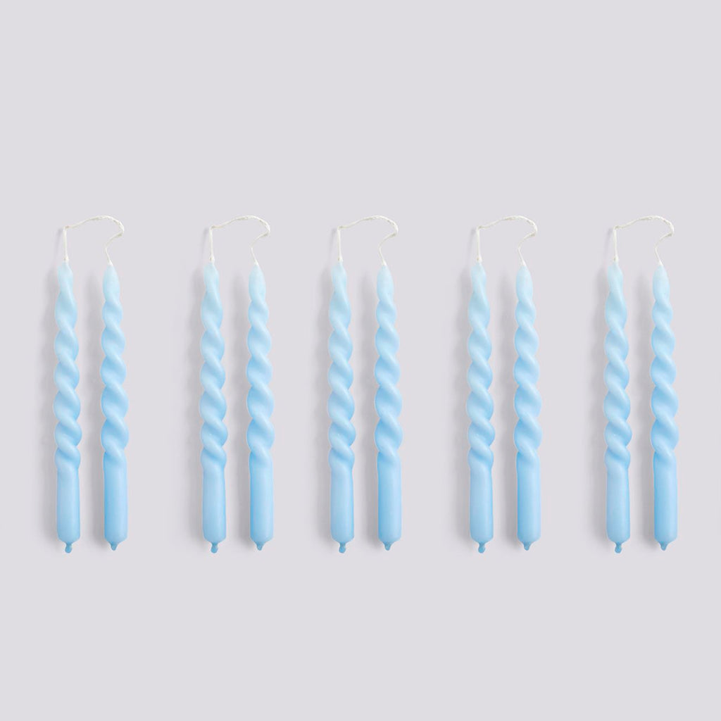 HAY Mini Swirl Candles Set Of 10 - Light Blue