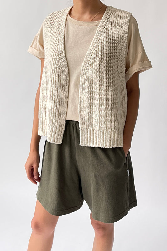 Granny Cotton Sweater Vest - Natural