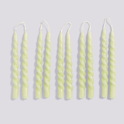 Mini Swirl Candles Set Of 10 - Light Green