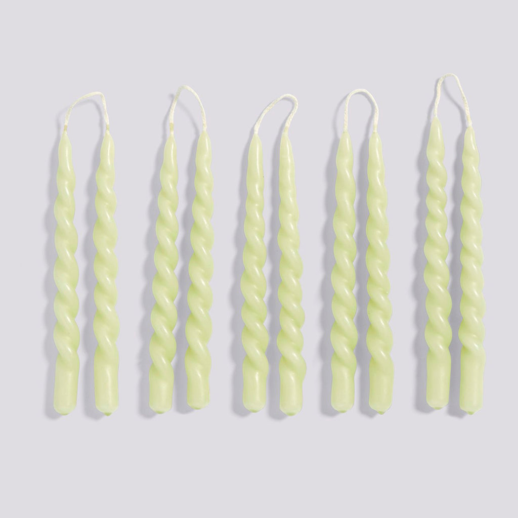 HAY Mini Swirl Candles Set Of 10 - Light Green