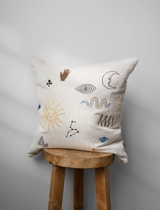 Fine Little Day Symbol Embroidered Cushion