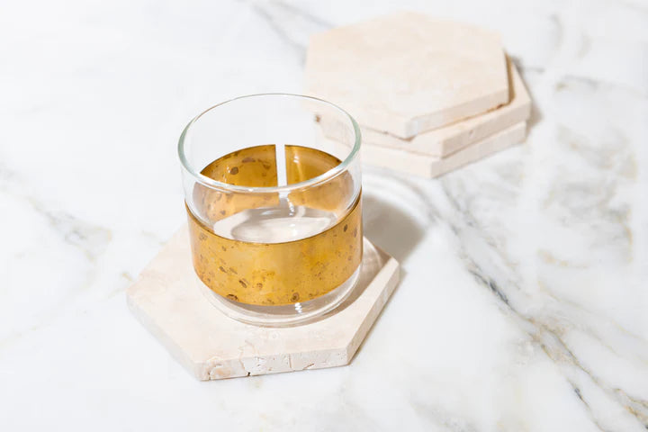 Stoned Travertine Hexagon Coasters