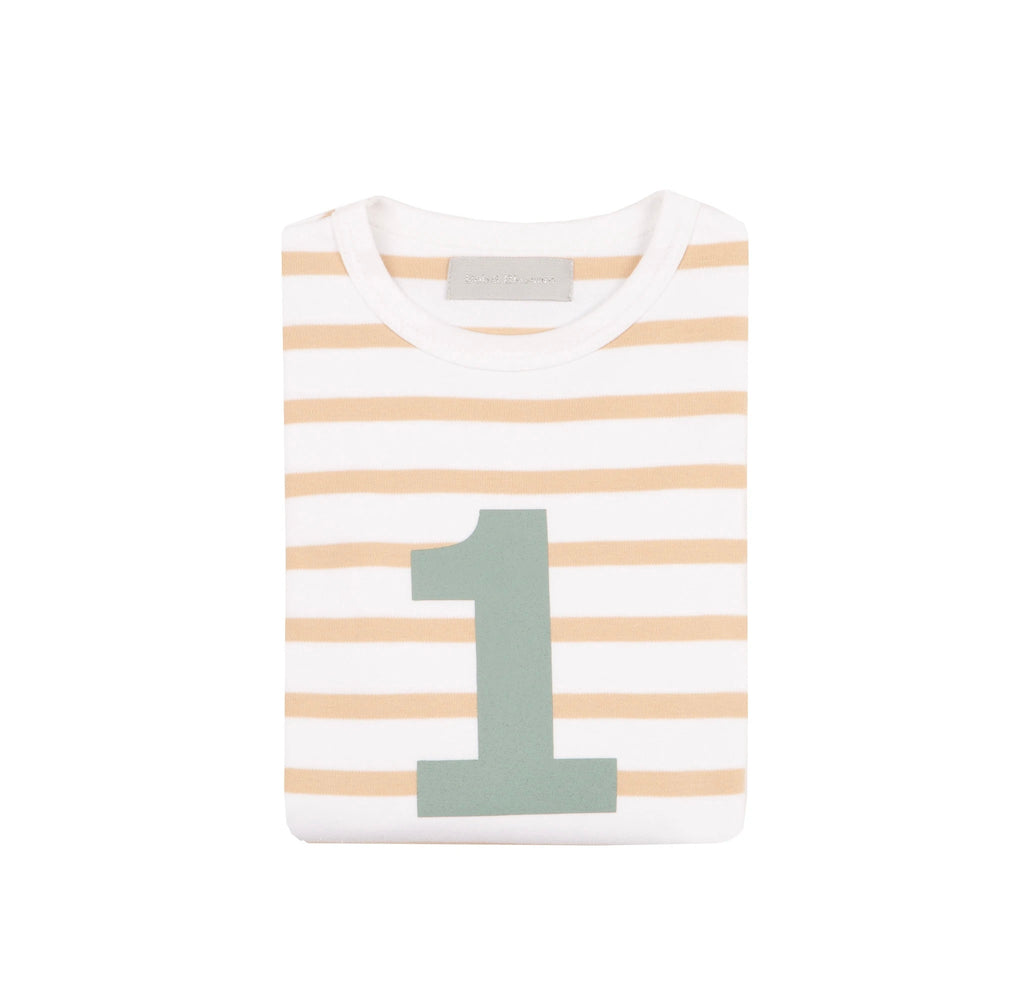 Bob & Blossom Bretton Biscuit Striped Number Long Sleeve T-Shirt: 1 To 5
