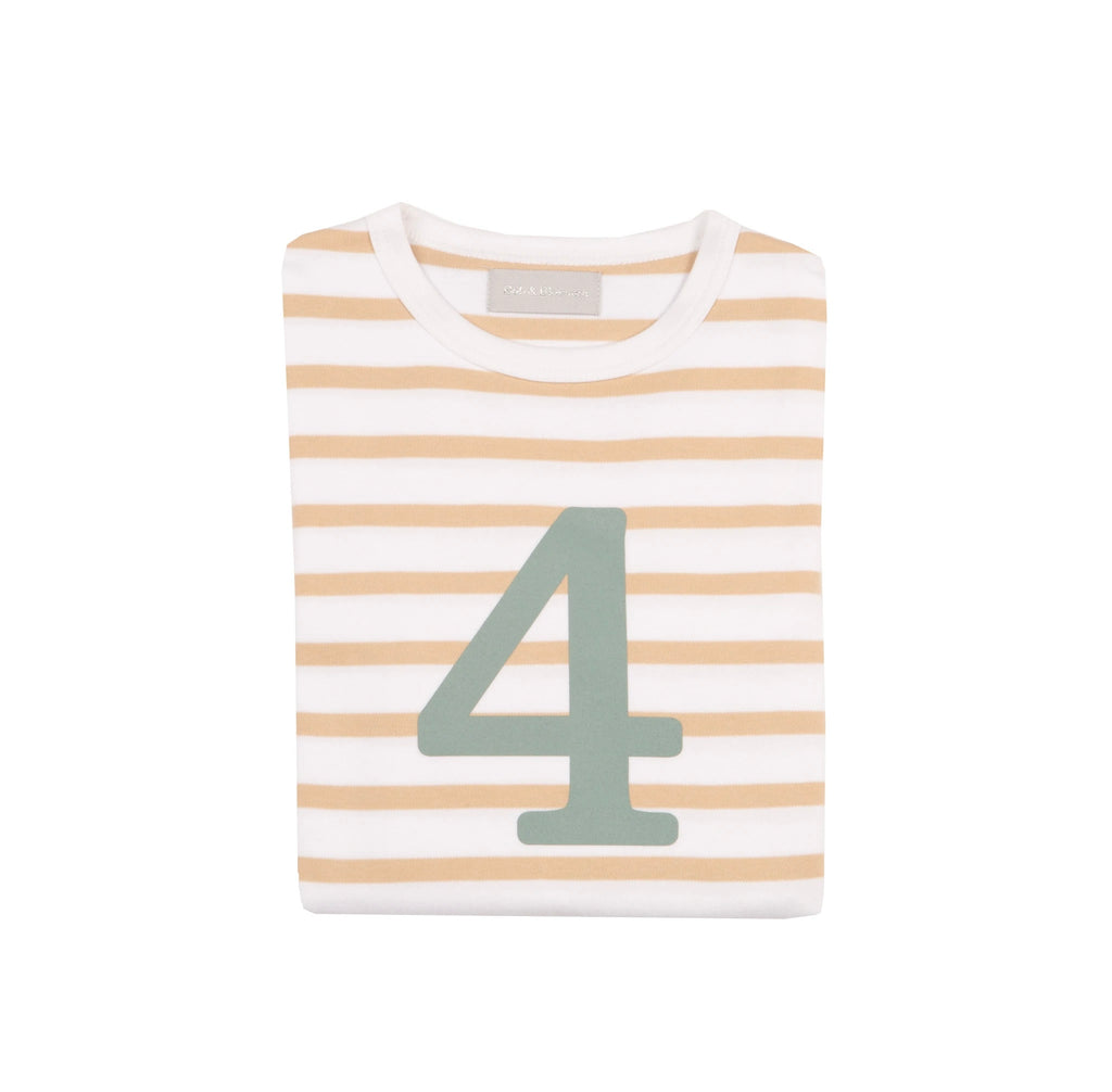 Bob & Blossom Bretton Biscuit Striped Number Long Sleeve T-Shirt: 1 To 5