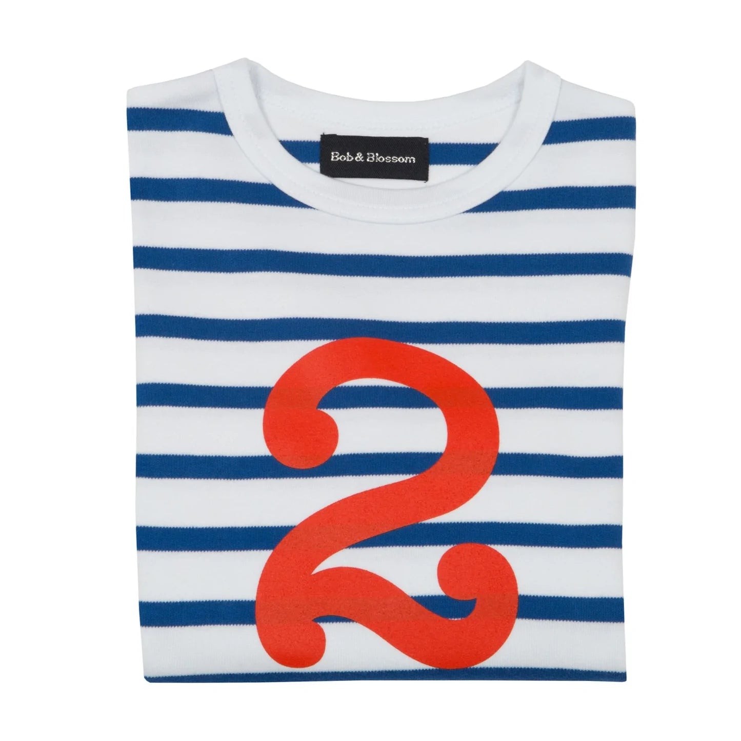 Bob & Blossom French Blue & White Stripe Number T-shirt
