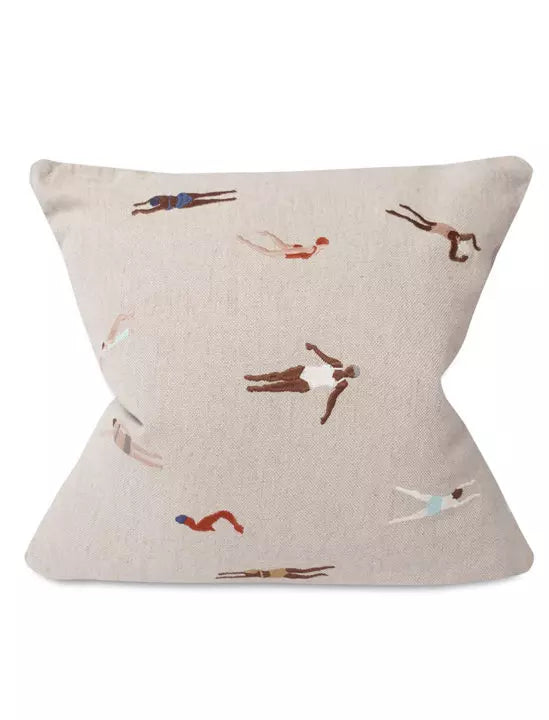 Swimmers Embroidered Cushion