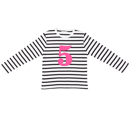 Bob & Blossom Bretton Striped Number Long Sleeve T-Shirt: 1 To 5