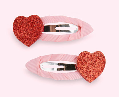 Red Heart Hair Clips