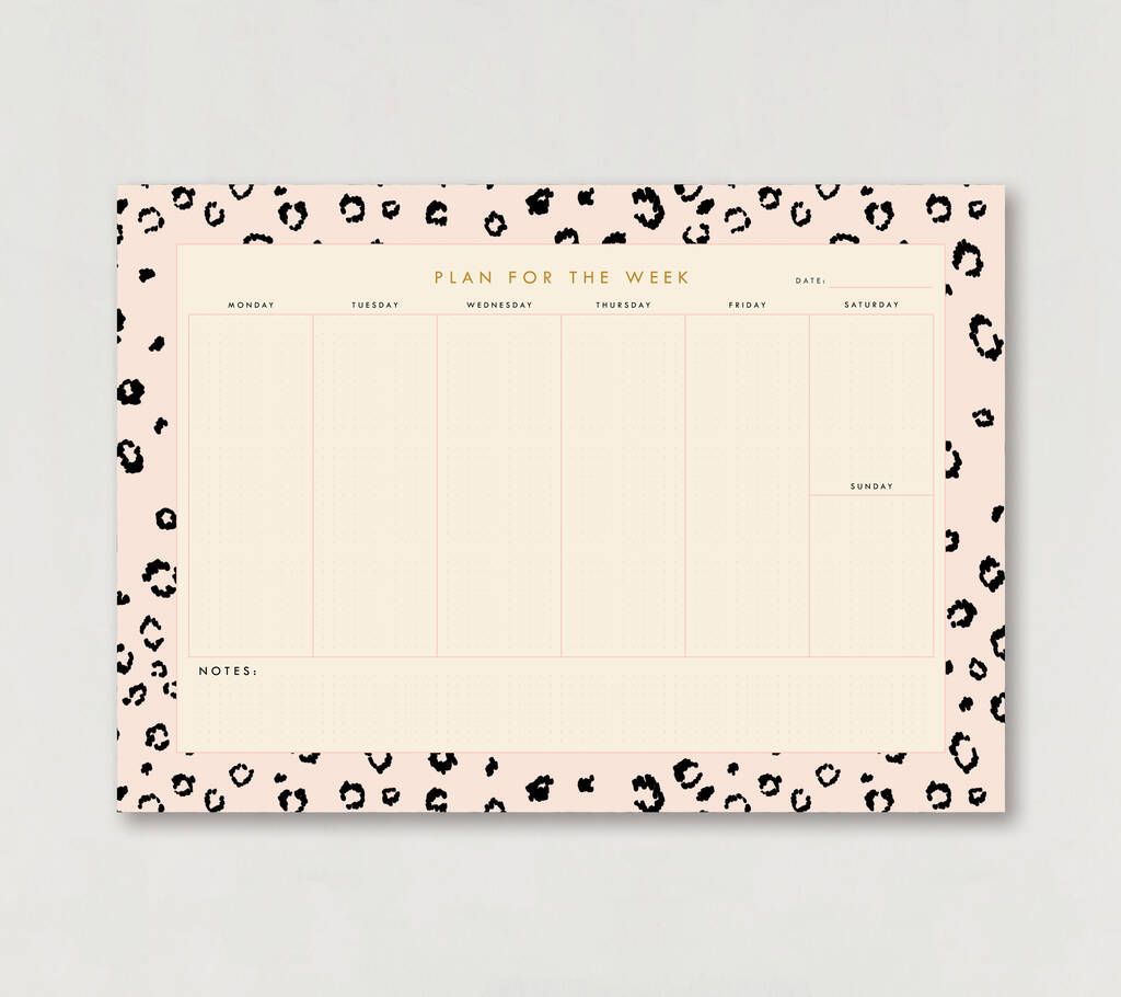 Lucy Says I Do Pink Leopard A4 Weekly Planner Desk Pad