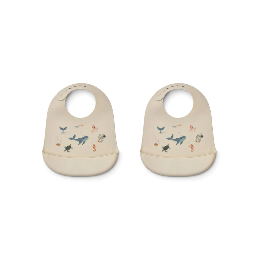Liewood Pack Of 2 Sea Creatures Silicone Bibs