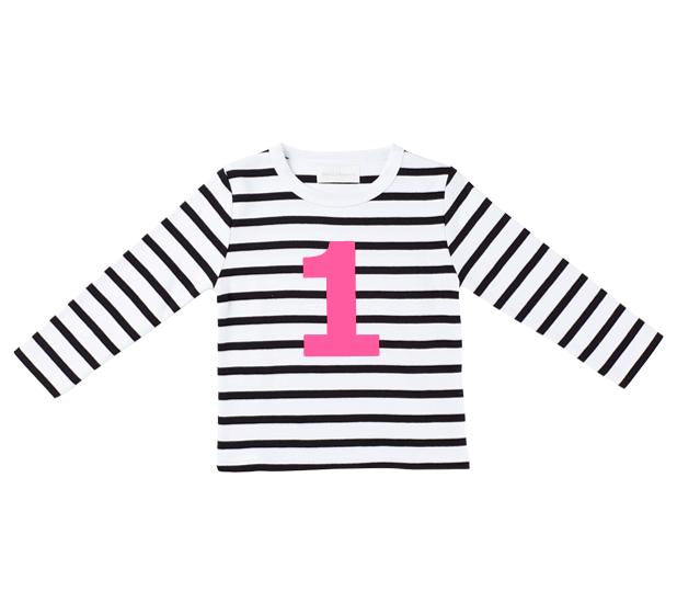 Bob & Blossom Bretton Striped Number Long Sleeve T-Shirt: 1 To 5