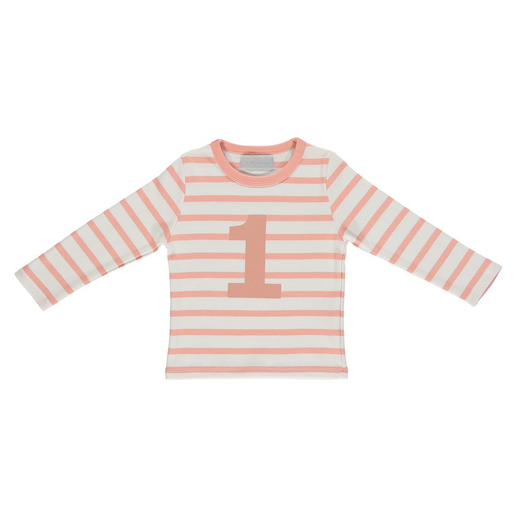 Bob & Blossom Shrimp & White Stripe Number T-shirt
