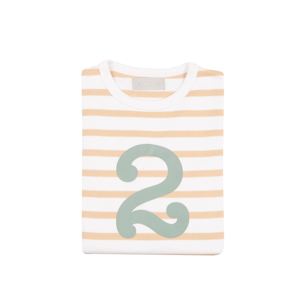 Bob & Blossom Bretton Biscuit Striped Number Long Sleeve T-Shirt: 1 To 5
