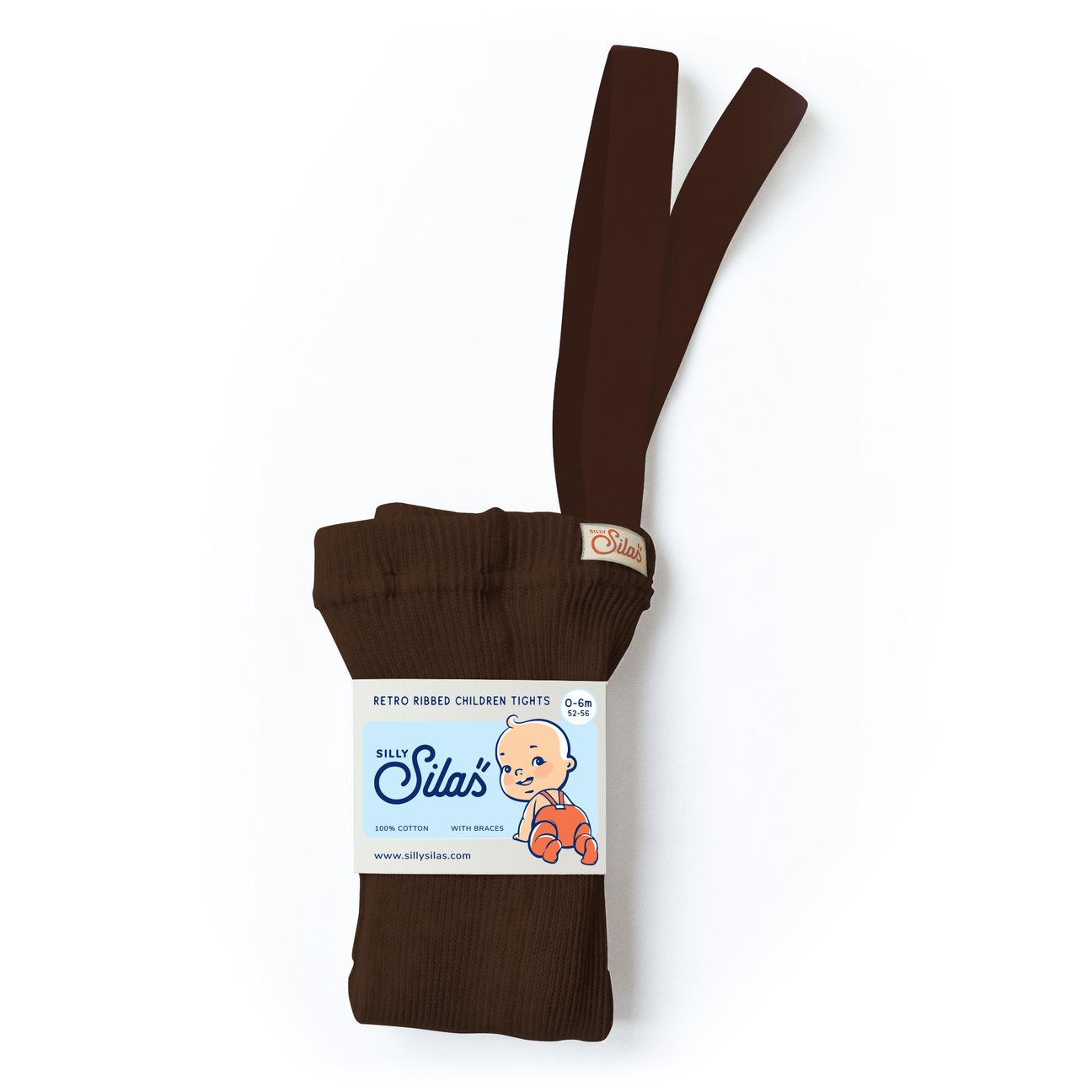 Silly Silas Footed Cotton Tights - Chocolate Brown