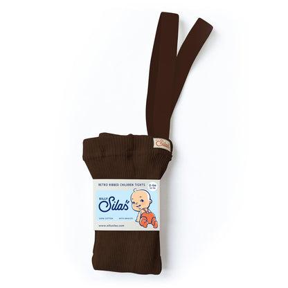 Silly Silas Footed Cotton Tights - Chocolate Brown