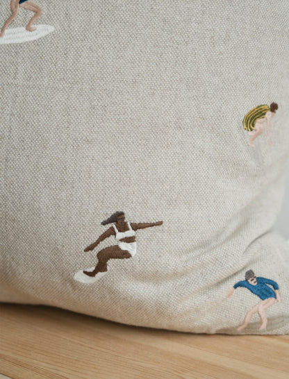 Fine Little Day Surfers Embroidered Cushion